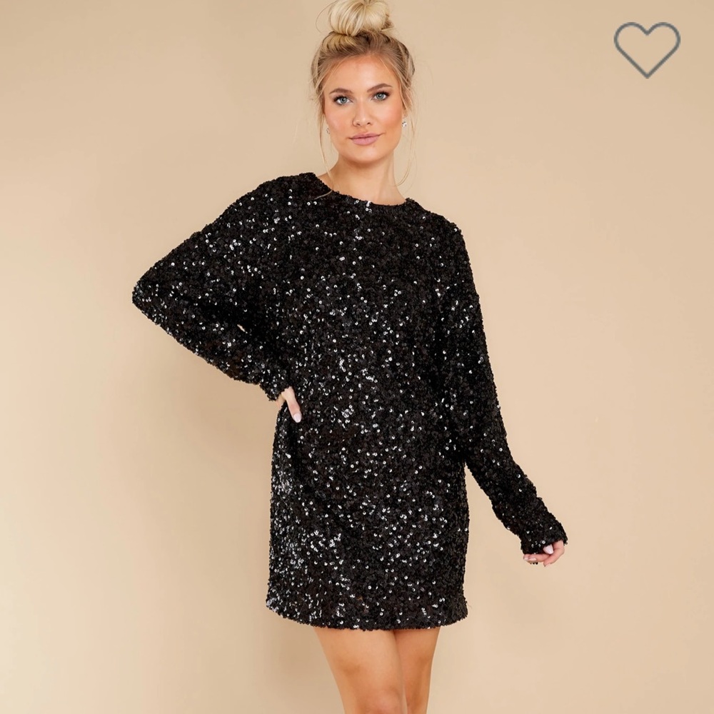 New Aura Glamour Girl Black Sequin Dress